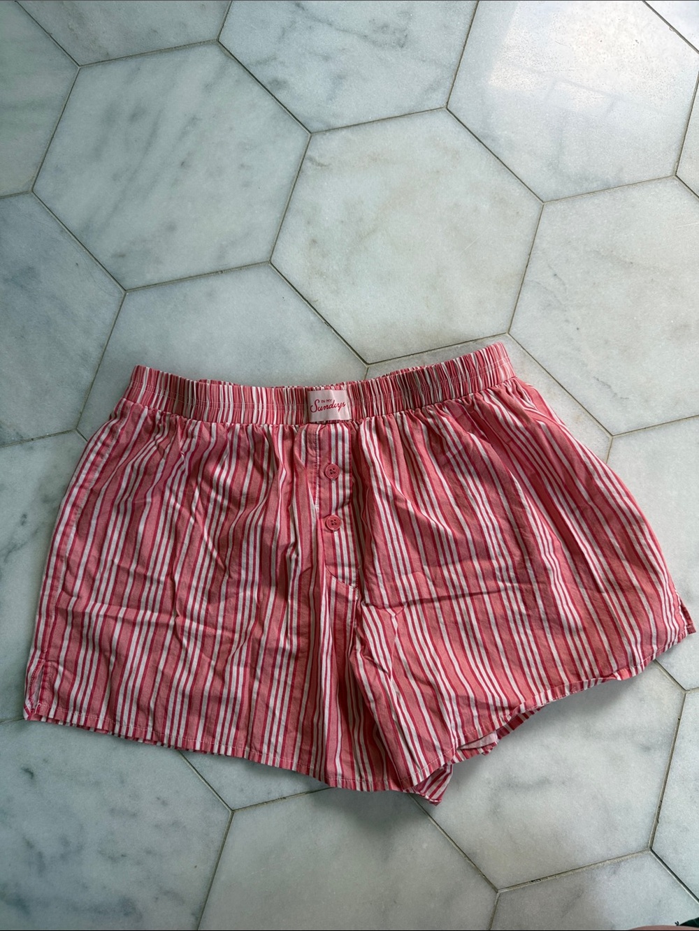 Striped Pink Button-Front Lounge Shorts